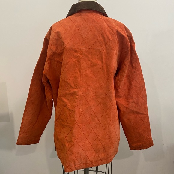 Vintage orange and brown leather jacket from the 1970’s. Loose fitting size L. - Picture 5 of 5